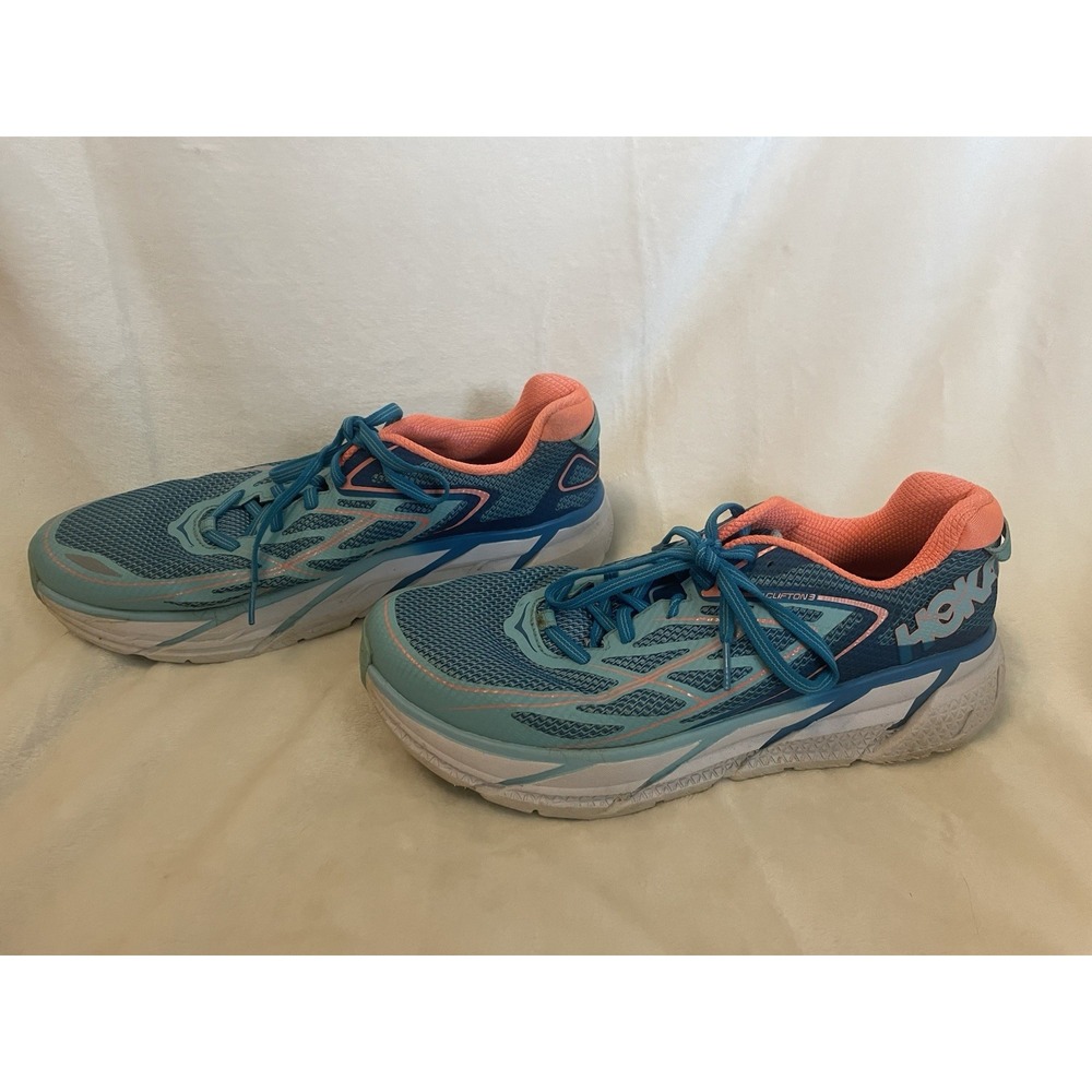 Hoka One One Womens Clifton 3 Blue Running Shoes Sneakers Size 10.5